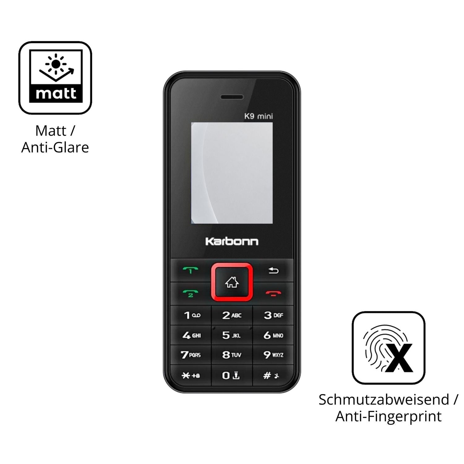 9H Hartbeschichtete, flexible Folie passend zugeschnitten für Karbonn K9 Mini