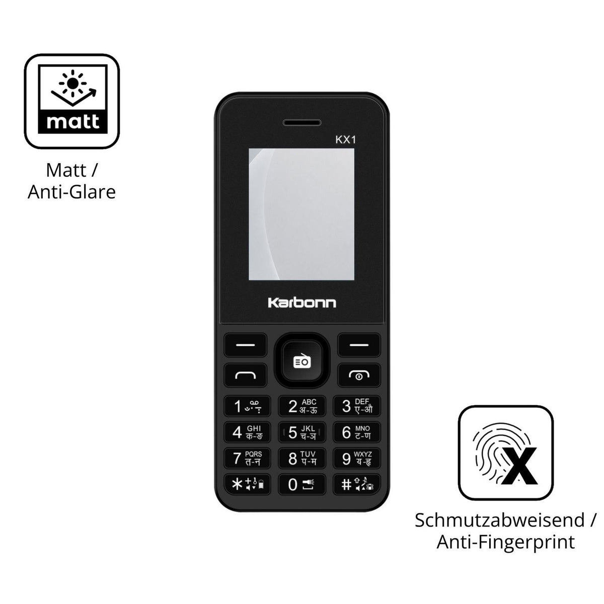 9H Hartbeschichtete, flexible Folie passend zugeschnitten für Karbonn KX1