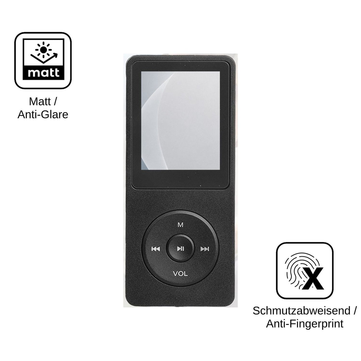 2x Screen Protector for LEVMEK GS-black mp3 matte Flexible Glass 9H dipos