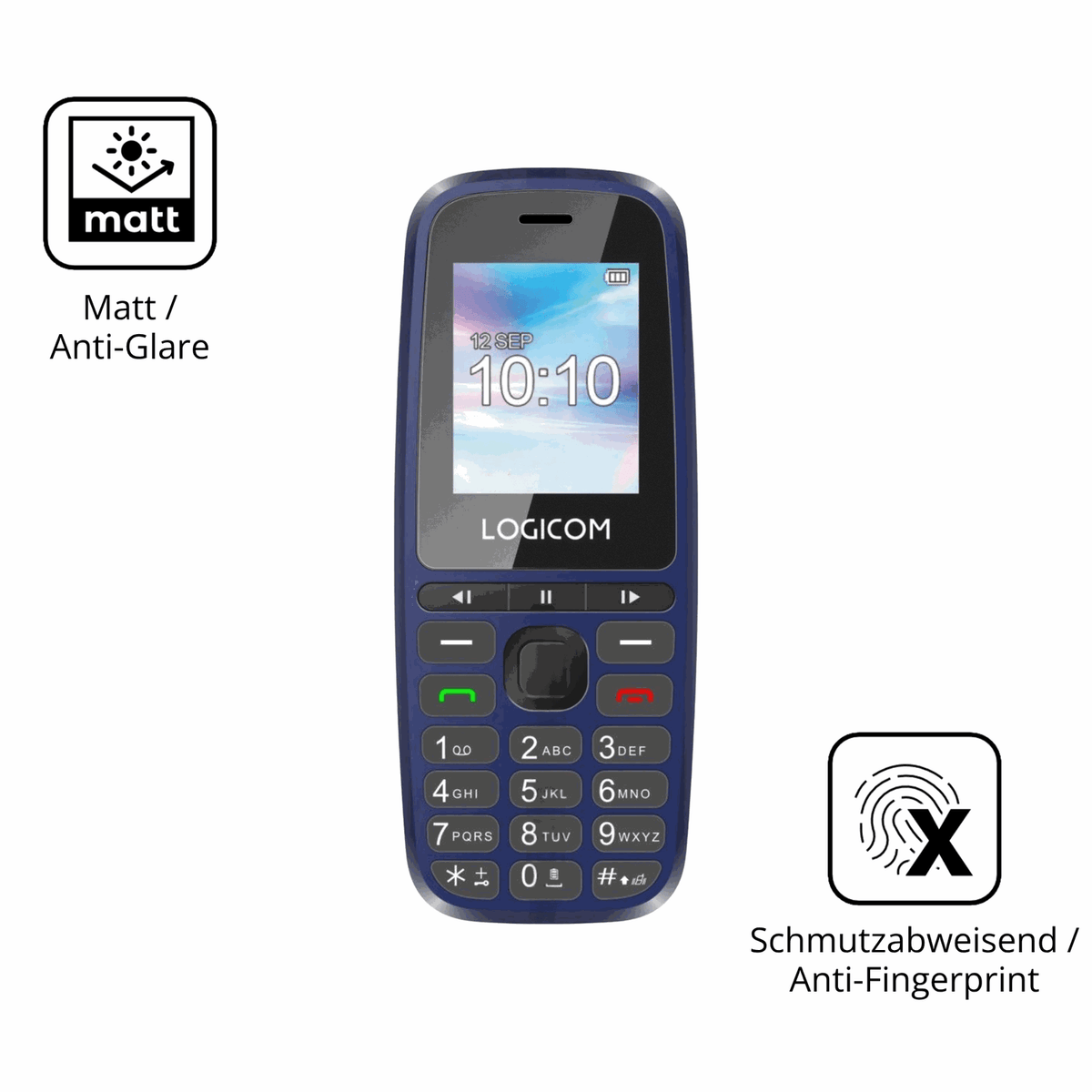 9H Hartbeschichtete, flexible Folie passend zugeschnitten für Logicom P199e