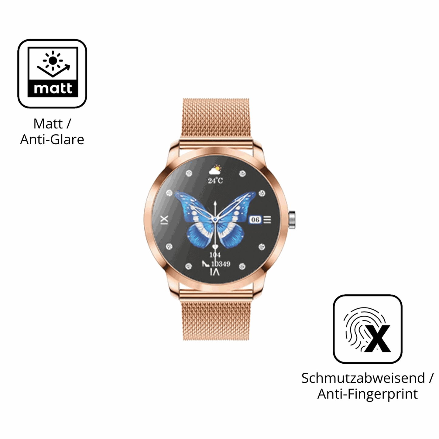 9H Hartbeschichtete, flexible Folie passend zugeschnitten für LWEARKD 1.27 Zoll AMOLED Smartwatch