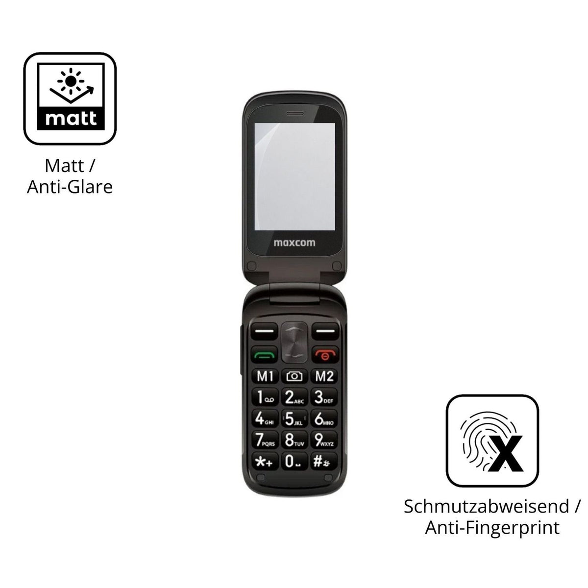 9H Hartbeschichtete, flexible Folie passend zugeschnitten für MaxCom Comfort MM834 4G