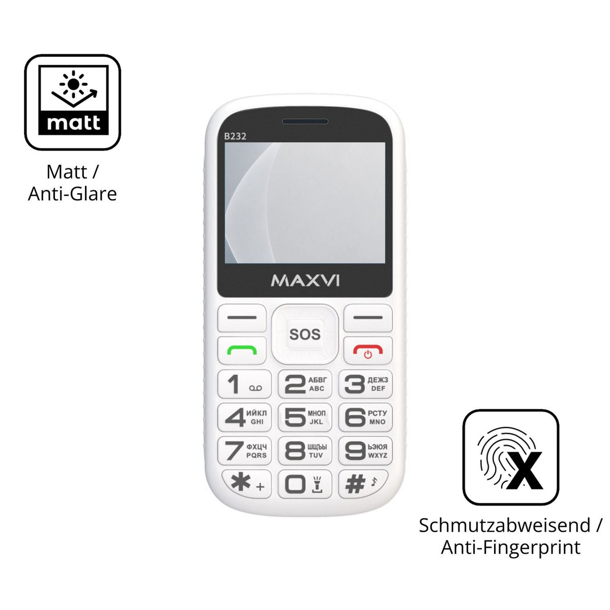 9H Hartbeschichtete, flexible Folie passend zugeschnitten für Maxvi B232