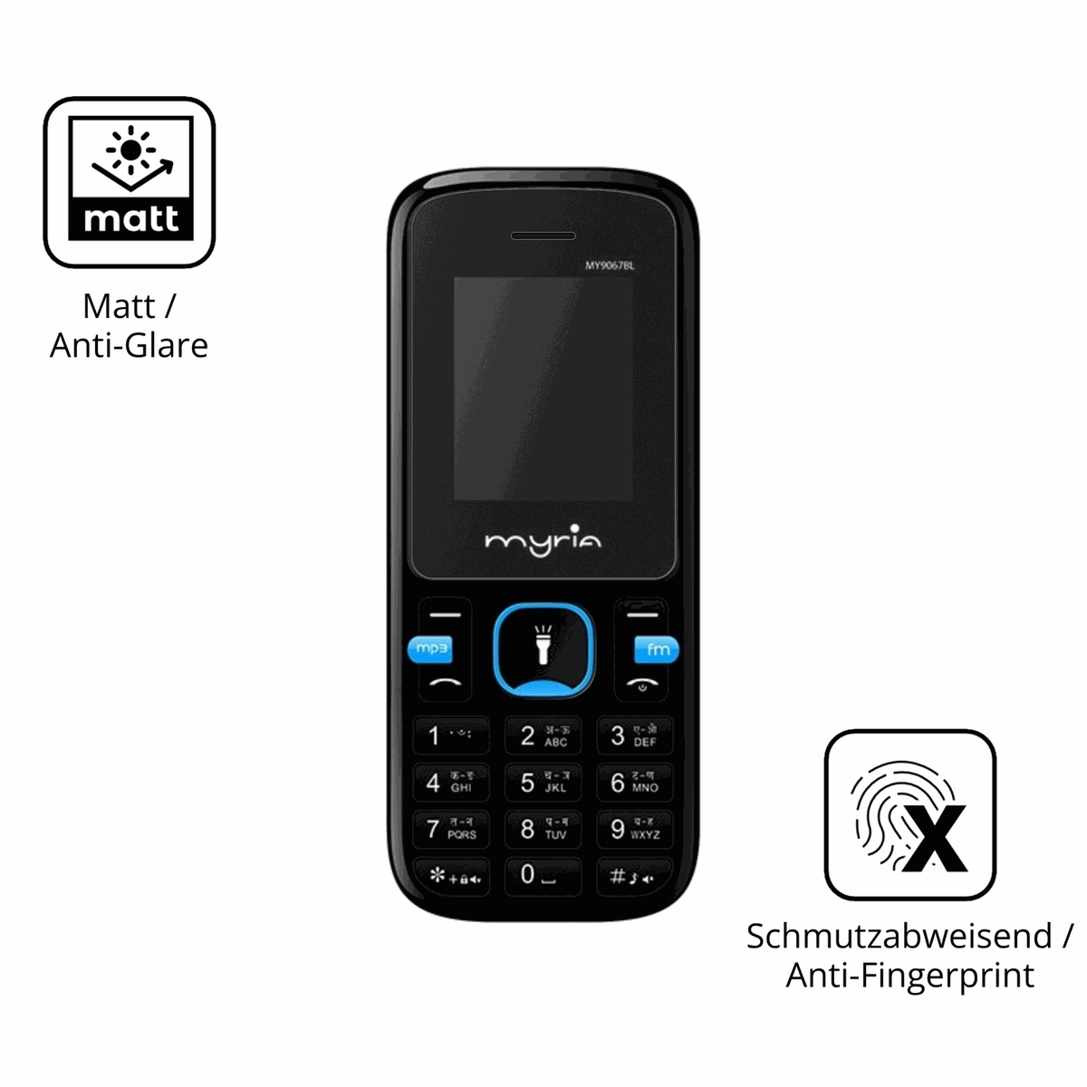 9H Hartbeschichtete, flexible Folie passend zugeschnitten für Myria Endless Power U1