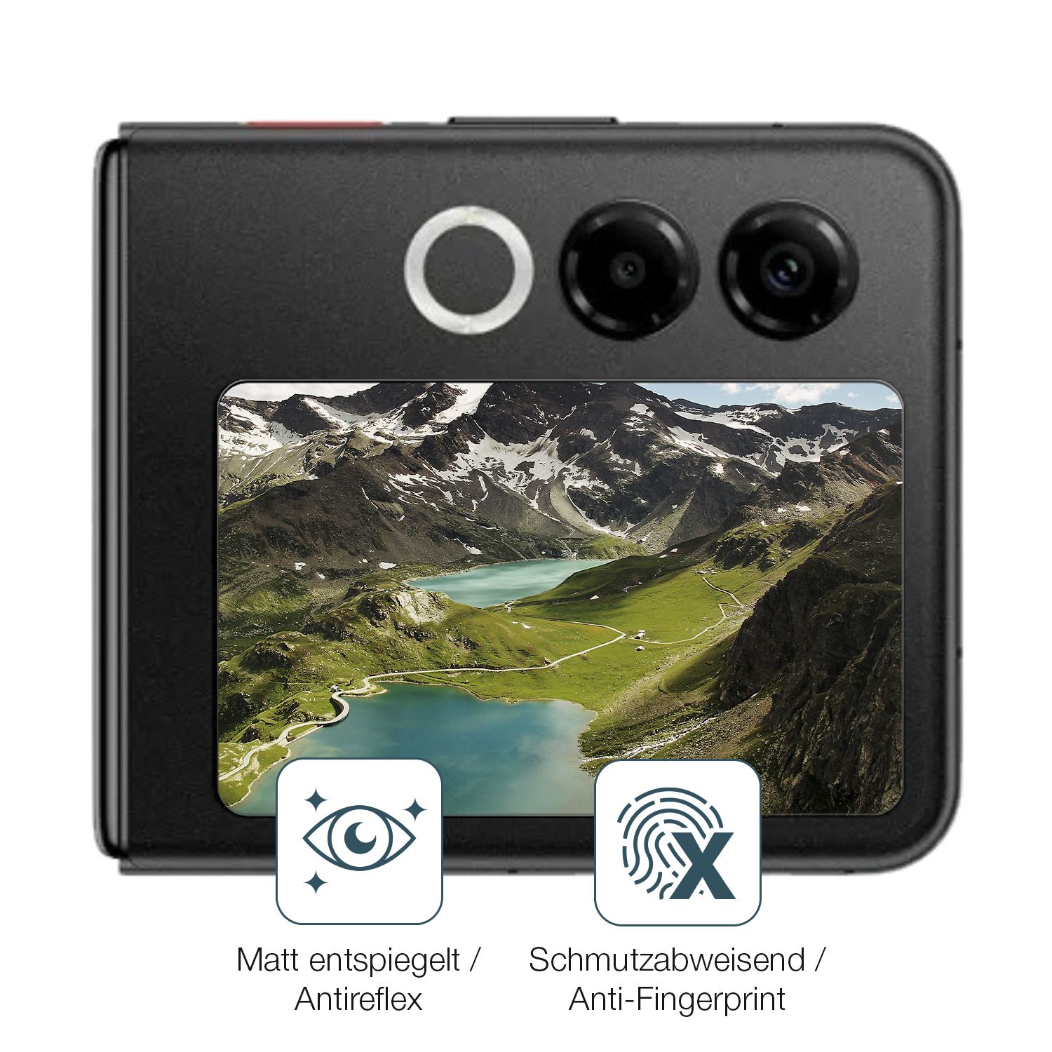 Schutz gegen Kratzer auf dem Nubia ZTE Flip 2 5G Außenseite Glas durch Schlüssel oder Ähnliches