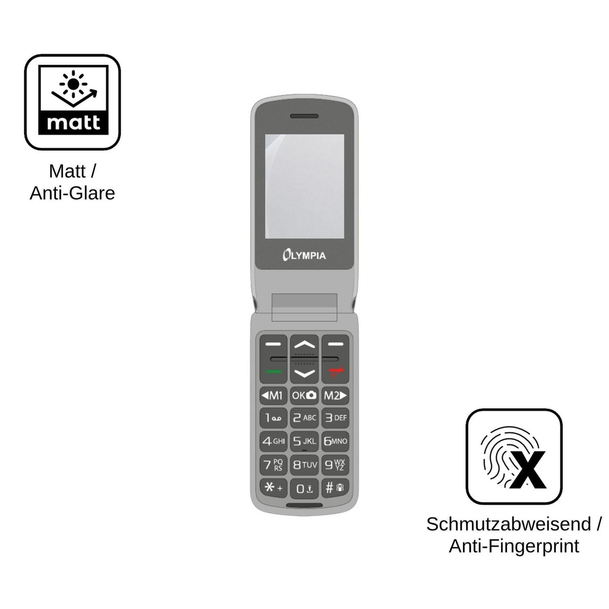2x Screen Protector for Olympia Style Duo 4G matte Flexible Glass 9H dipos