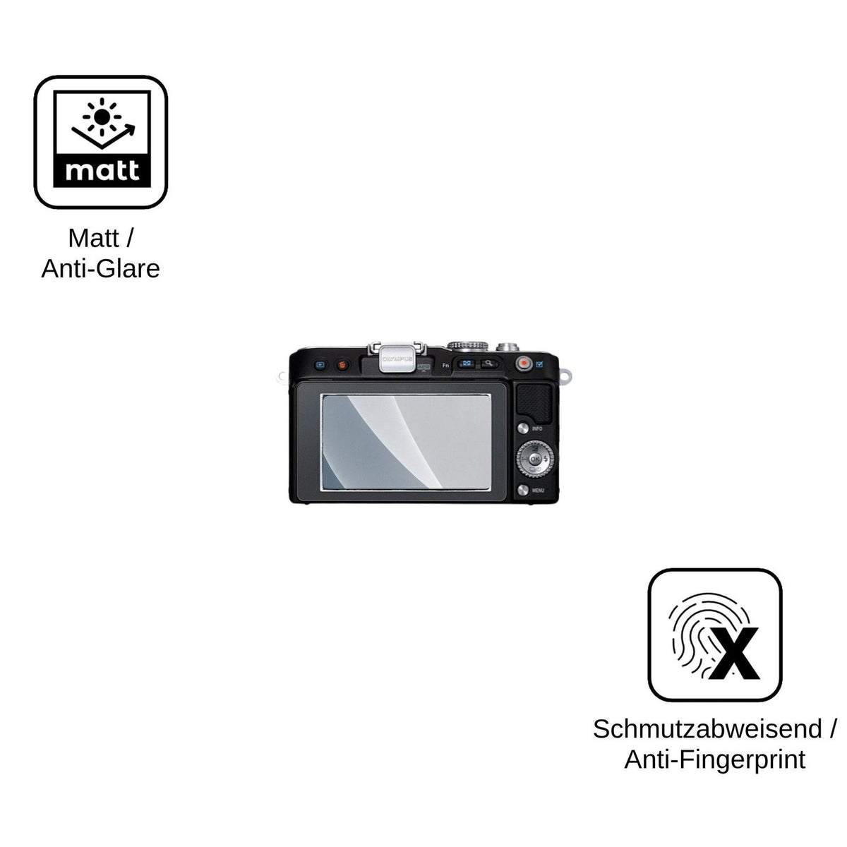 2x Screen Protector for Olympus Pen E-PL3 matte Flexible Glass 9H dipos