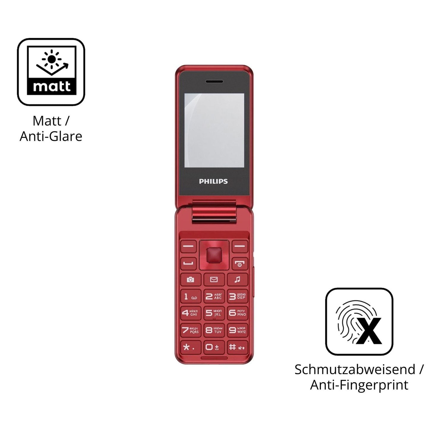 9H Hartbeschichtete, flexible Folie passend zugeschnitten für Philips Xenium E2601