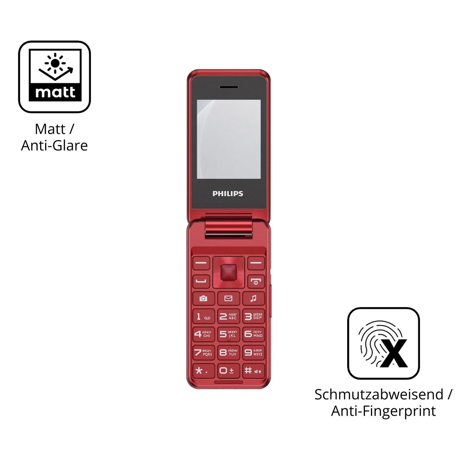9H Hartbeschichtete, flexible Folie passend zugeschnitten für Philips Xenium E2601