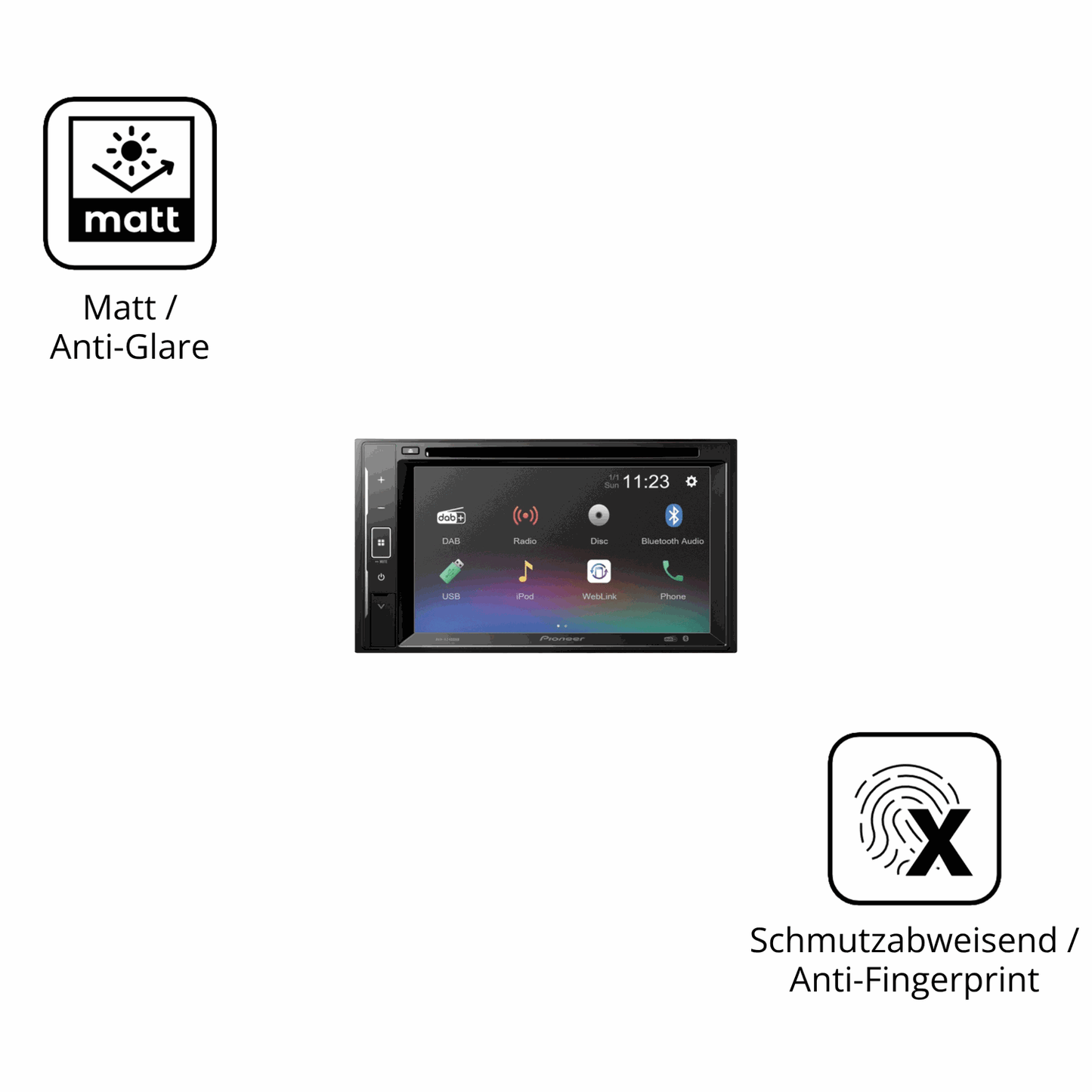 9H Hartbeschichtete, flexible Folie passend zugeschnitten für Pioneer DMH-A240DAB
