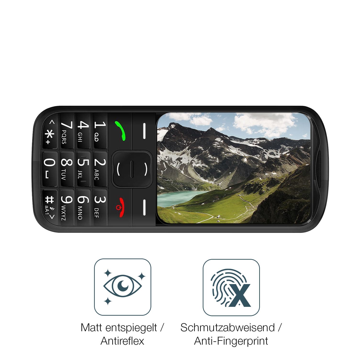9H Hartbeschichtete, flexible Folie passend zugeschnitten für Simvalley Mobile Seniorenhandy