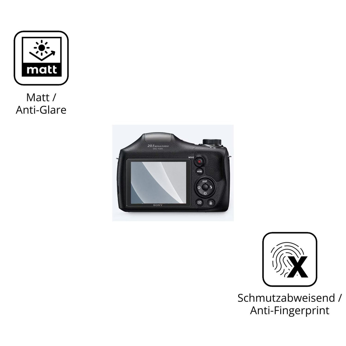 9H Hartbeschichtete, flexible Folie passend zugeschnitten für Sony DSC-H300