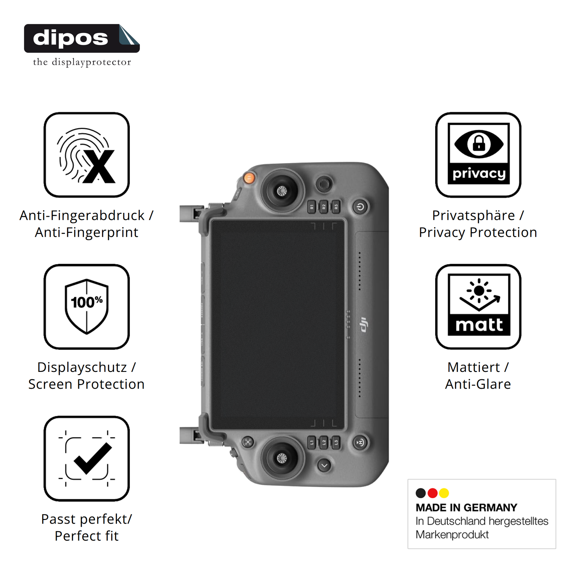 Privatsphäre-Schutz durch Sichtschutz-Folie passend zugeschnitten für DJI Inspire 3 RC Plus