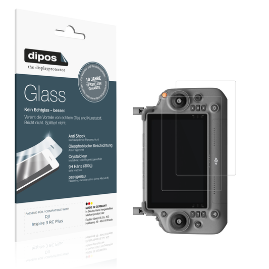 Klare Displayschutzfolie von dipos passend für DJI Inspire 3 RC Plus, 9H kratzfest und blasenfrei montiert