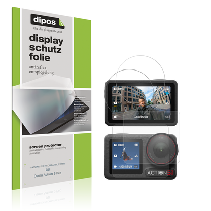 Matte Displayschutzfolie von dipos passend für DJI Osmo Action 5 Pro, präziser Zuschnitt und blasenfrei montiert