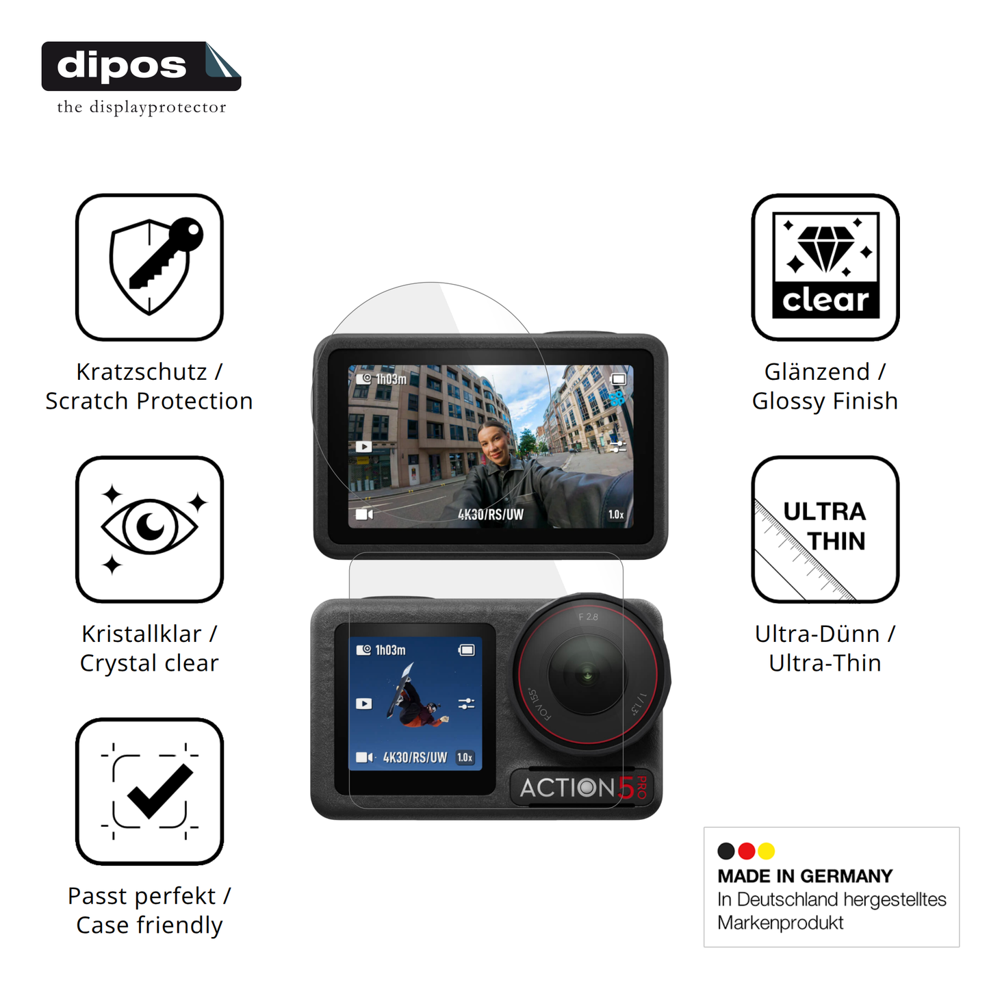 Displayschutz hergestellt in Deutschland, höchste Qualität made in Germany