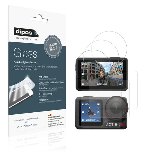 Matte Displayschutzfolie von dipos passend für DJI Osmo Action 5 Pro, 9H kratzfest und blasenfrei montiert