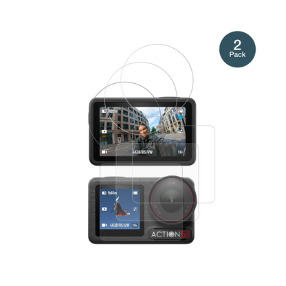 DJIOsmo Action 5 Pro mit aufgebrachter dipos Panzerfolie, die lästige Fingerabdrücke minimiert