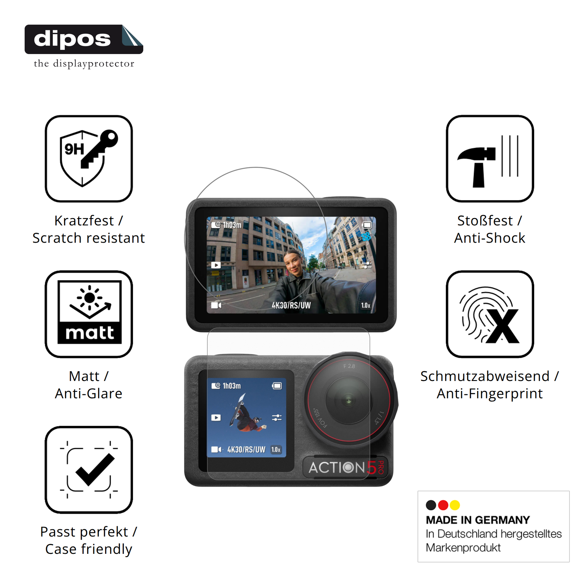 Displayschutz hergestellt in Deutschland, höchste Qualität made in Germany