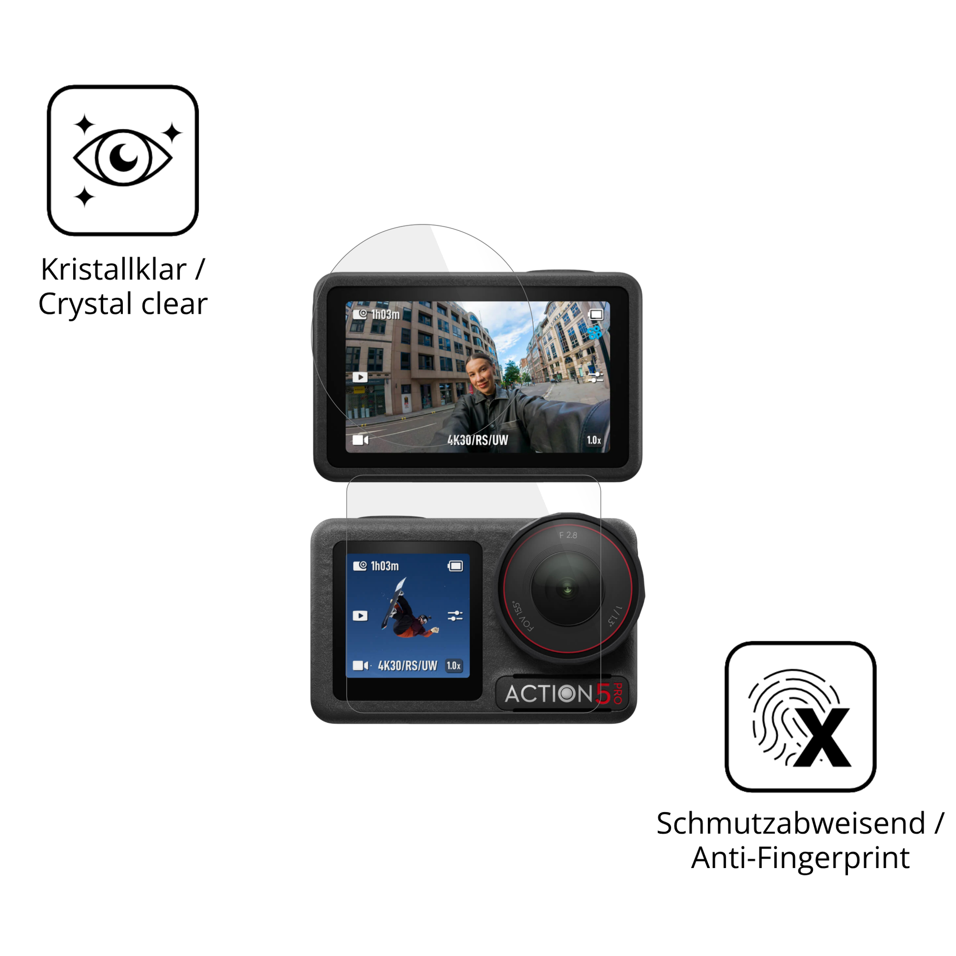 Flexible TPU-Folie passend zugeschnitten für DJI Osmo Action 5 Pro, vollständige Abdeckung