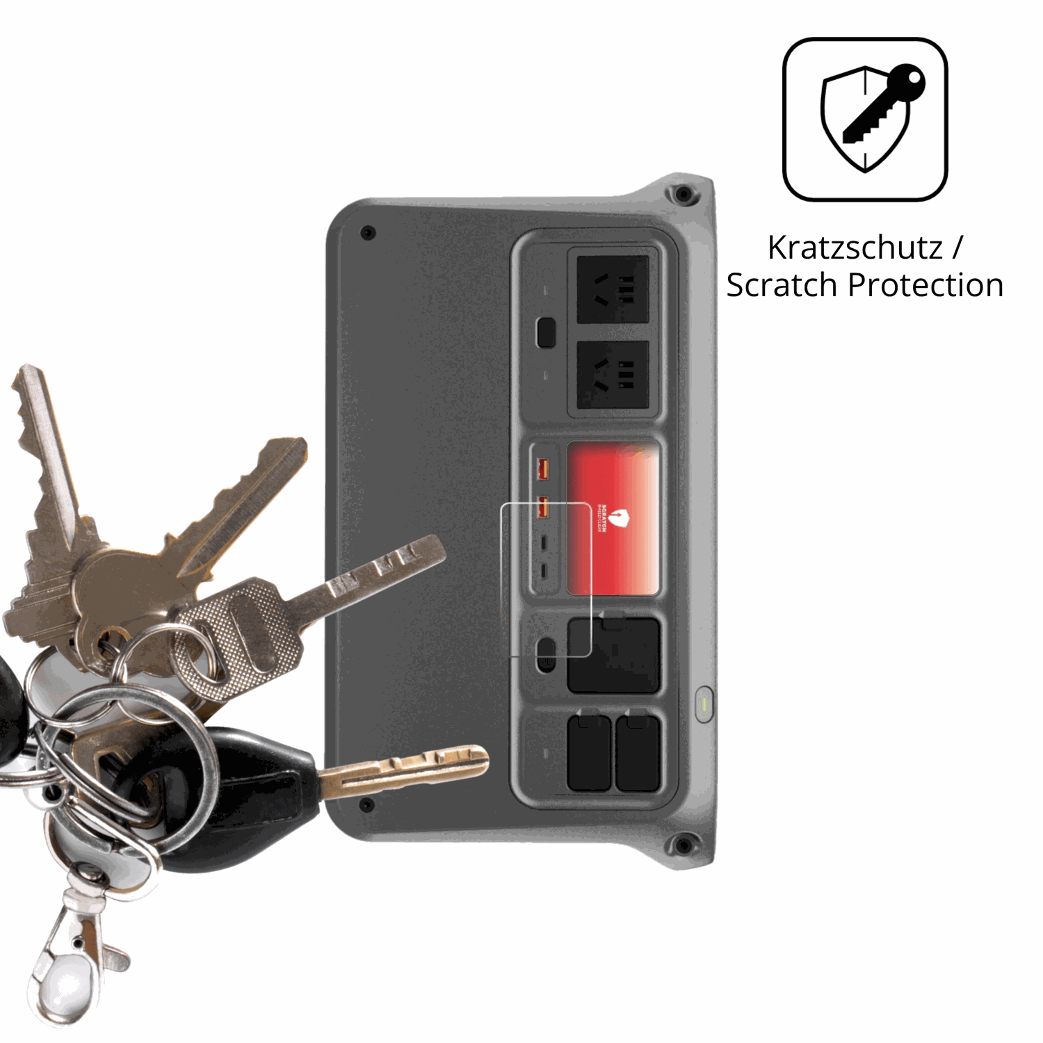 Schutz gegen Kratzer auf dem DJI Power 1000 V2 Glas durch Schlüssel oder Ähnliches