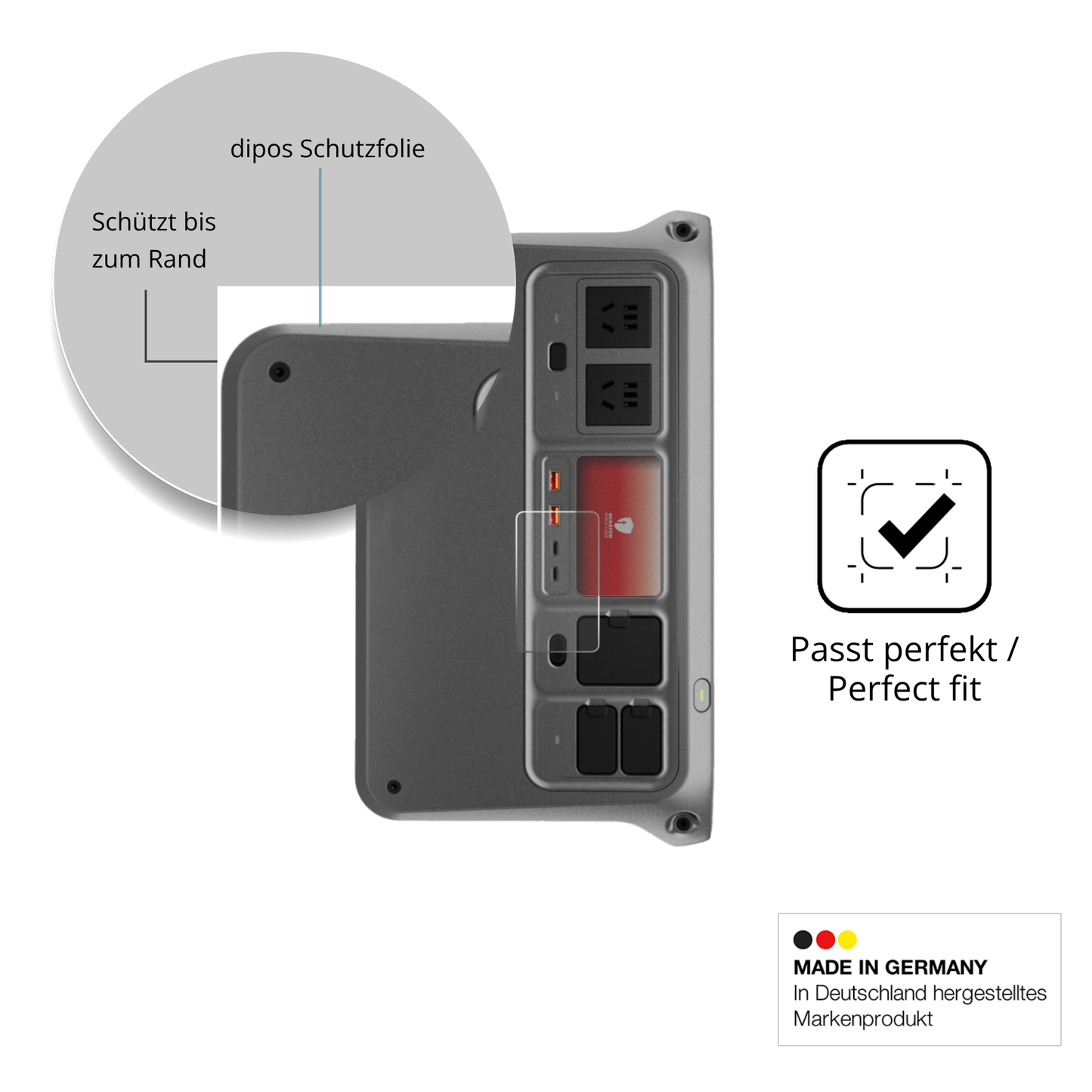 Schutz gegen Kratzer auf dem DJI Power 1000 V2 Glas durch Schlüssel oder Ähnliches