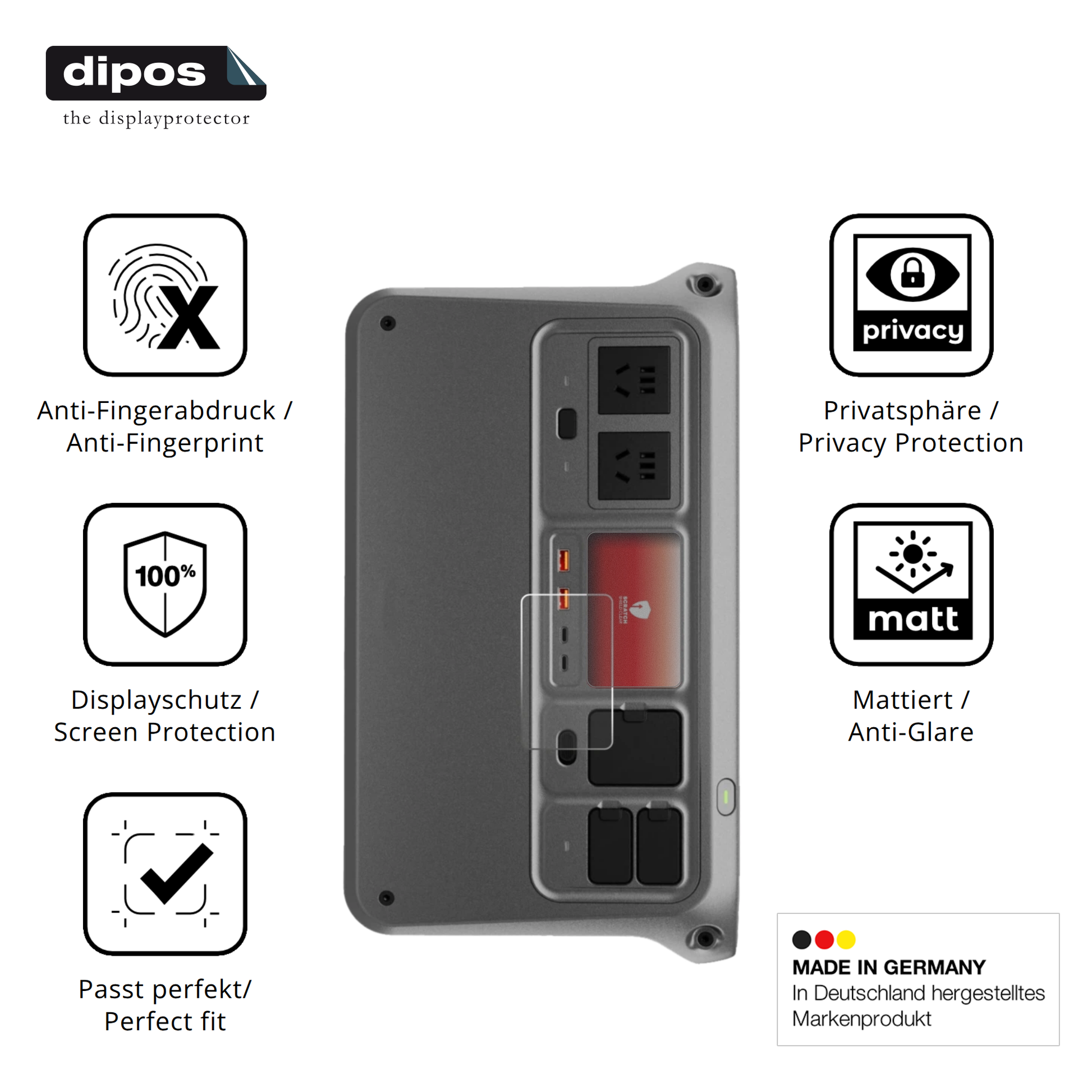 Privatsphäre-Schutz durch Sichtschutz-Folie passend zugeschnitten für DJI Power 1000 V2