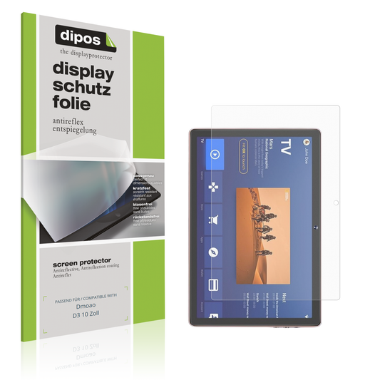 Matte Displayschutzfolie von dipos passend für Dmoao D3 10 Zoll, präziser Zuschnitt und blasenfrei montiert