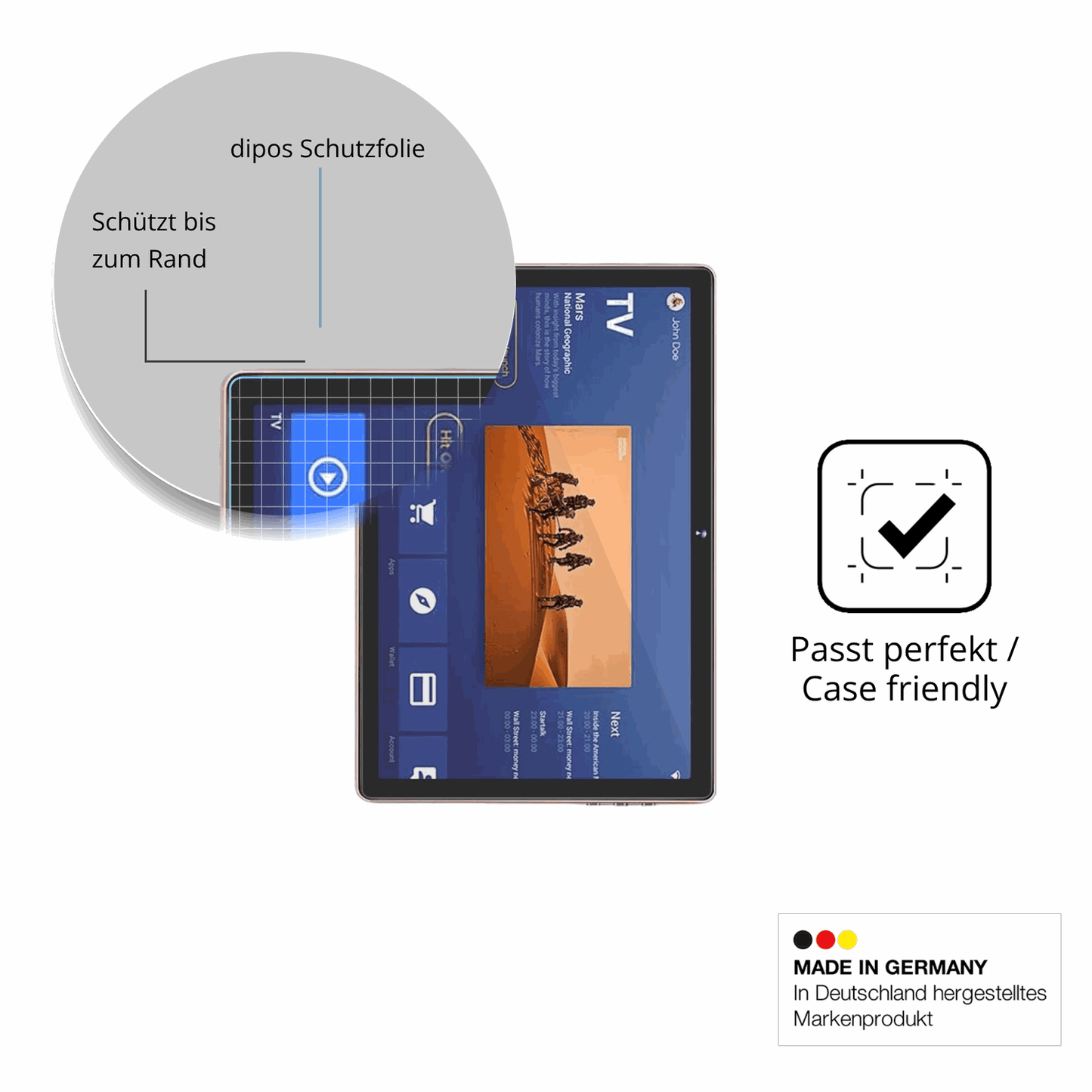 Besonders flexibler Displayschutz mit Anti-Shock-Schicht im Materialmix