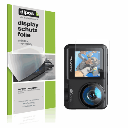Matte Displayschutzfolie von dipos passend für DoeDoefong 4K Action Cam, präziser Zuschnitt und blasenfrei montiert