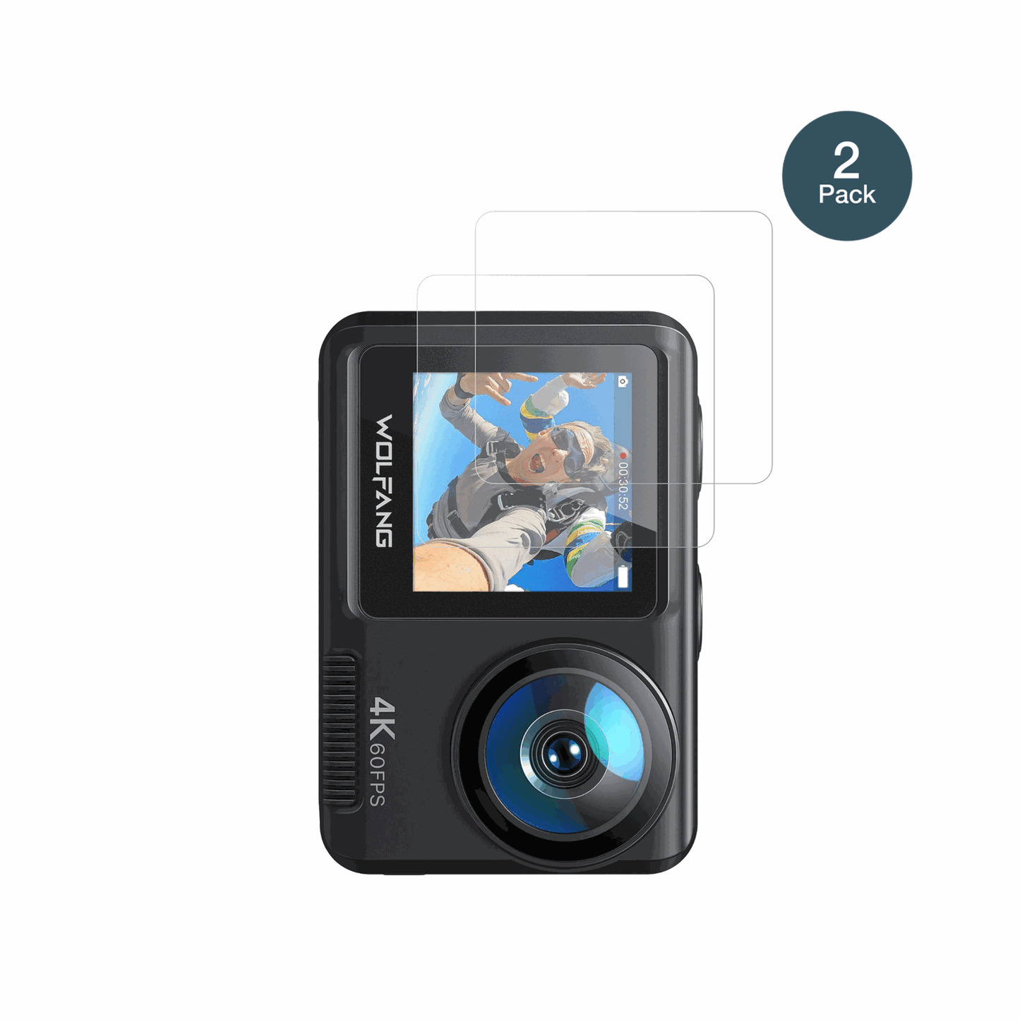DoeDoefong4K Action Cam mit aufgebrachter dipos Panzerfolie, die lästige Fingerabdrücke minimiert