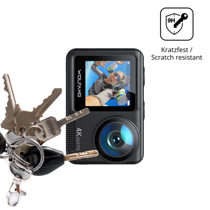dipos Displayschutz für DoeDoefong 4K Action Cam, transparente Oberfläche, perfekte Passform auch für die Rundungen