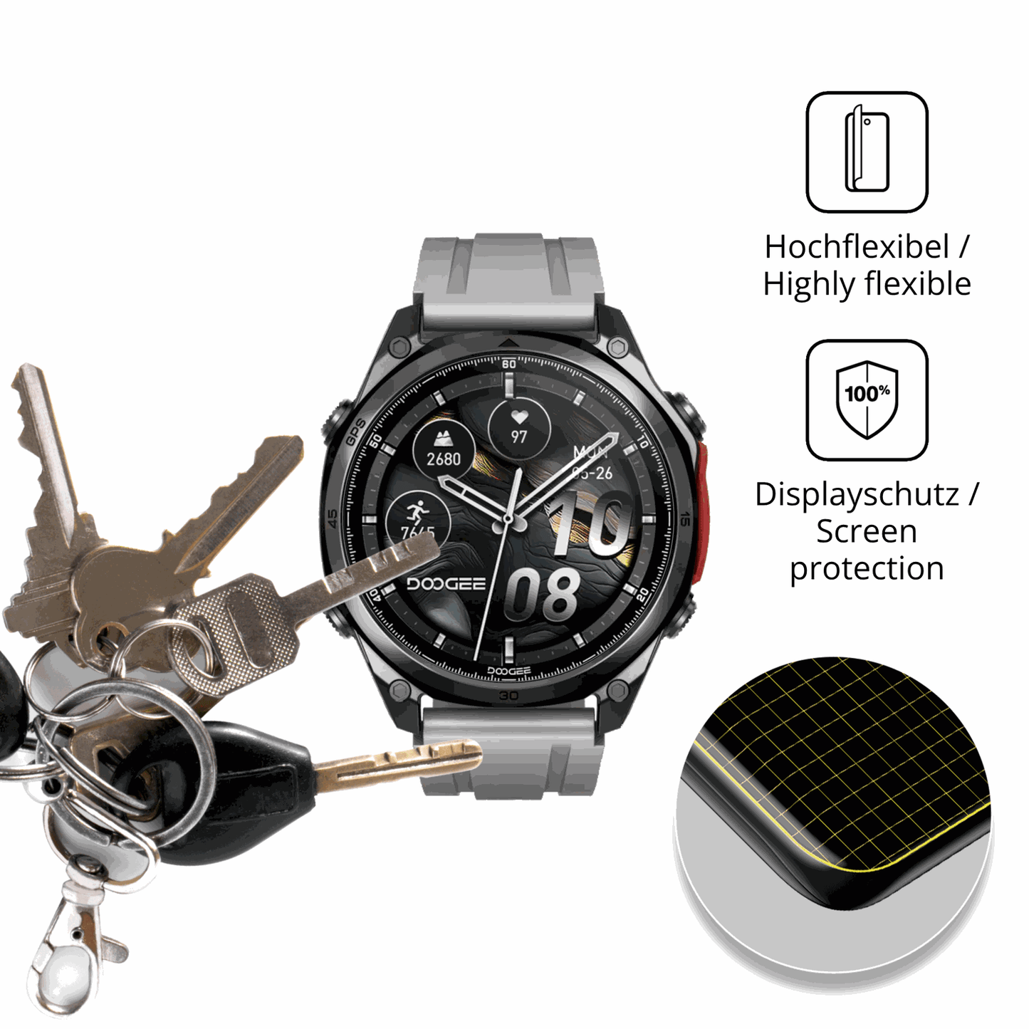 dipos Displayschutz für Doogee Anywise W1, transparente Oberfläche, geringe Dicke und perfekte Passform