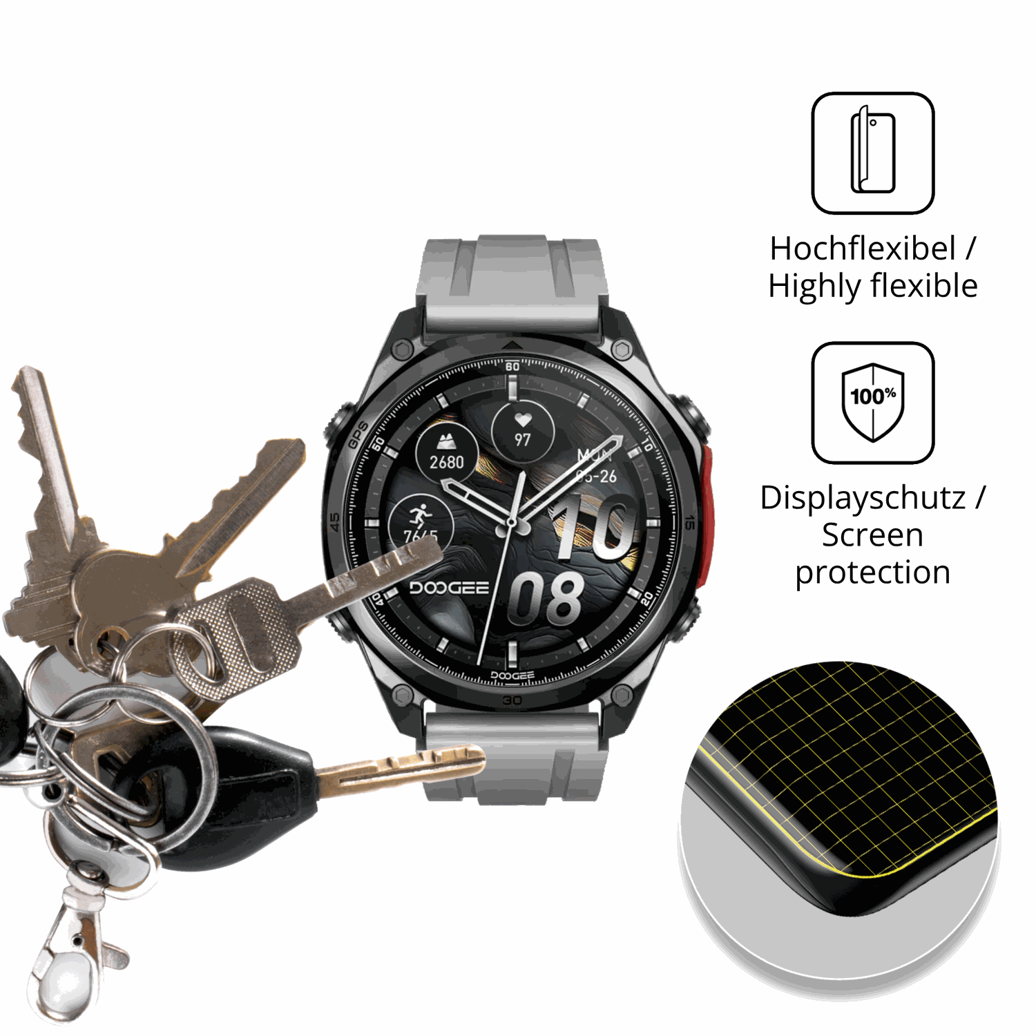 dipos Displayschutz für Doogee Anywise W1, transparente Oberfläche, geringe Dicke und perfekte Passform