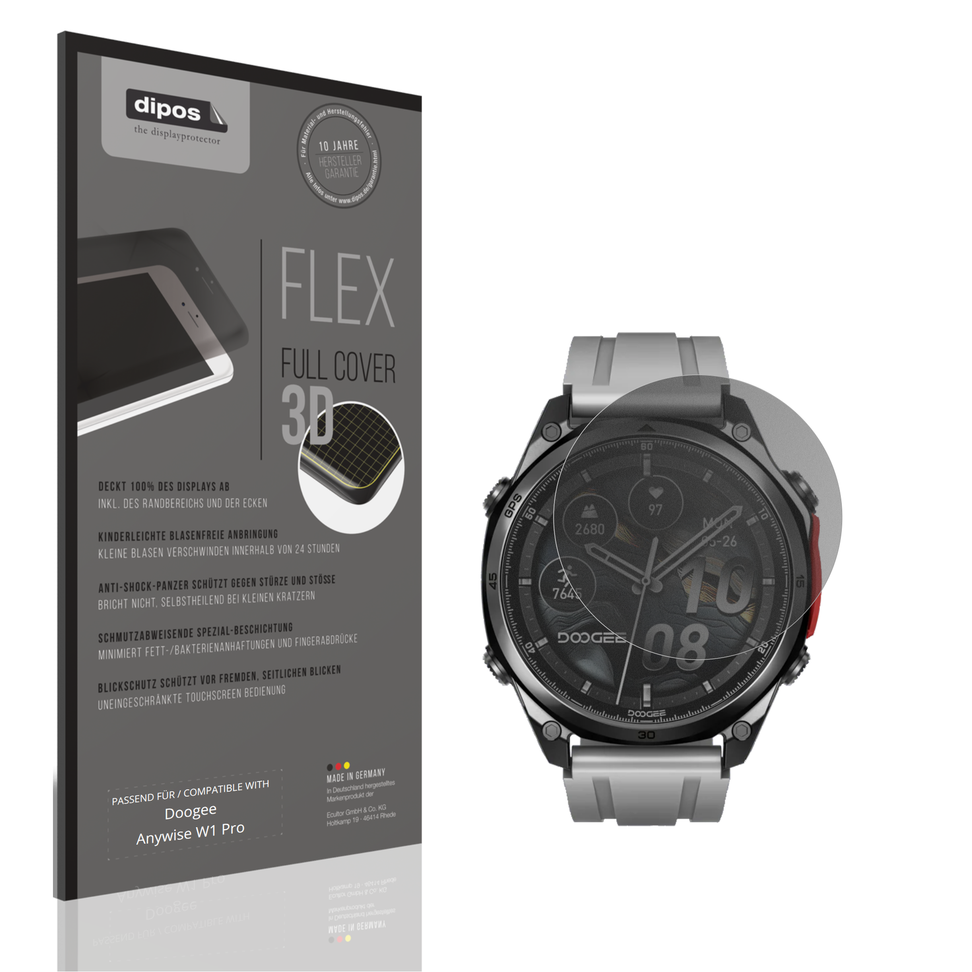 Blickschutzfolie von dipos passend für Doogee Anywise W1 Pro, 100% Displayabdeckung und blasenfreie Montage