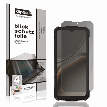 Blickschutzfolie von dipos passend für DOOGEE Fire 5 Pro, präziser Zuschnitt und blasenfrei montiert