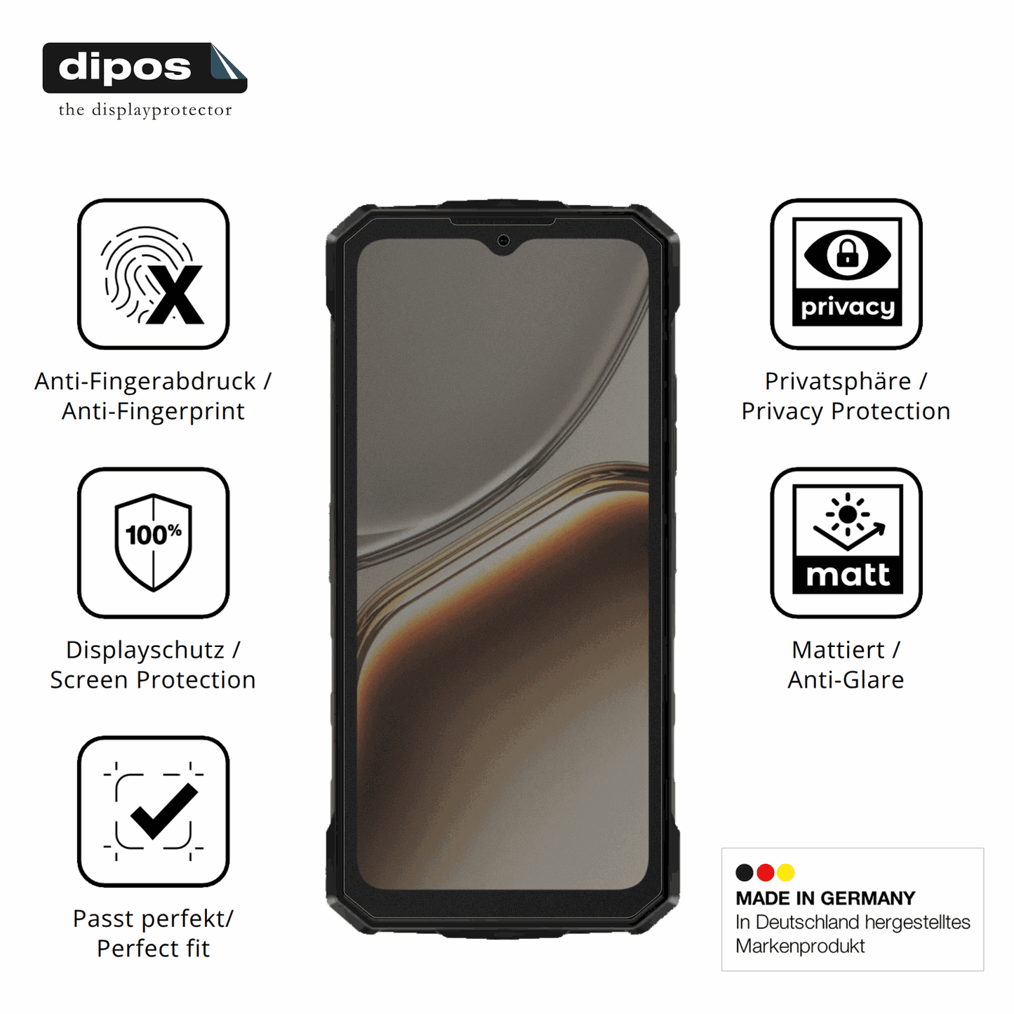 Privatsphäre-Schutz durch Sichtschutz-Folie passend zugeschnitten für DOOGEE Fire 5 Pro