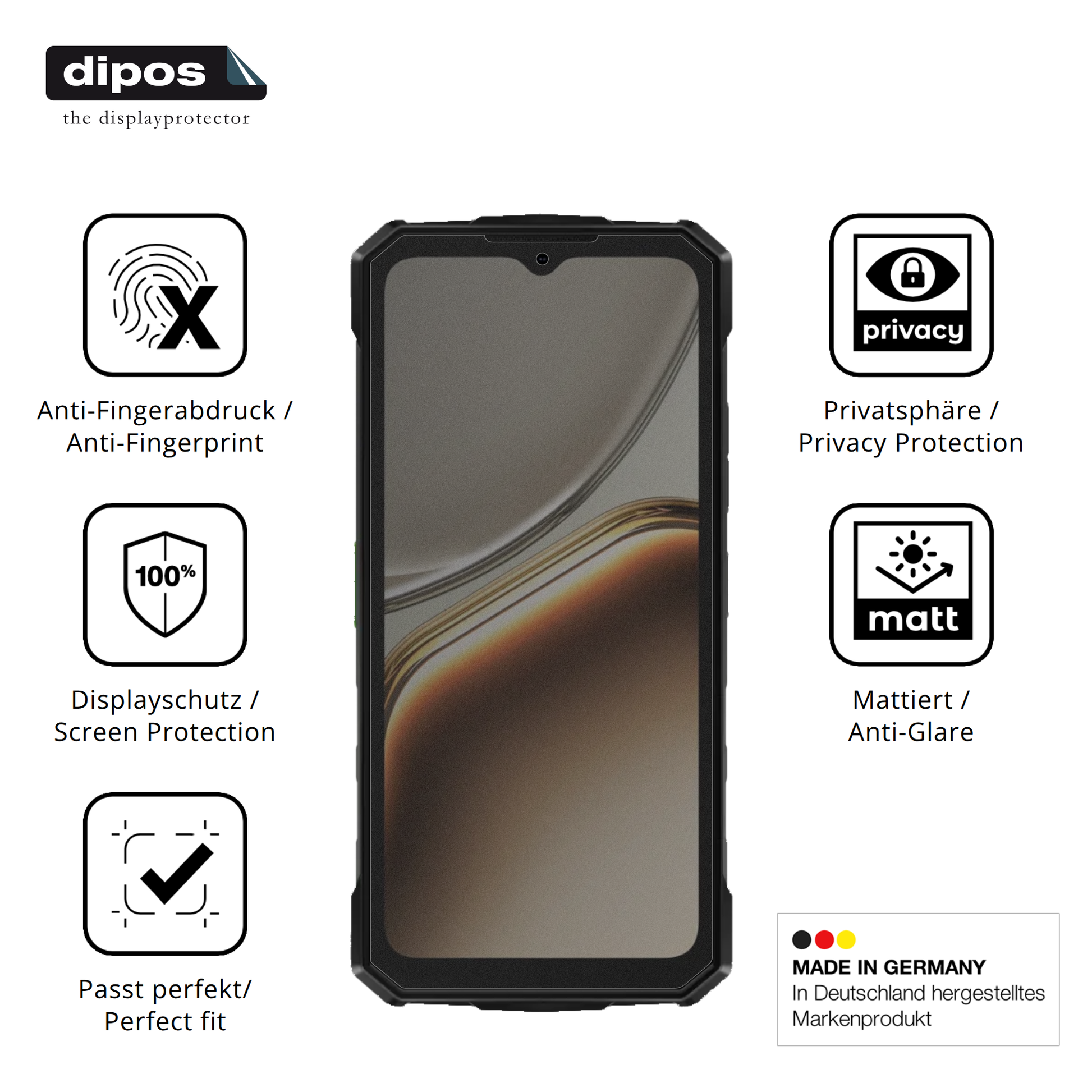 Privatsphäre-Schutz durch Sichtschutz-Folie passend zugeschnitten für DOOGEE Fire 5 Pro