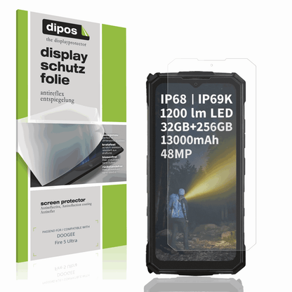 Matte Displayschutzfolie von dipos passend für DOOGEE Fire 5 Ultra, präziser Zuschnitt und blasenfrei montiert
