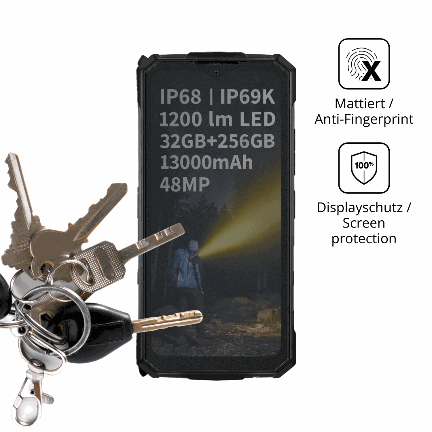 dipos Displayschutz für DOOGEE Fire 5 Ultra, mattierte Oberfläche, Blickschutzfilter und perfekter Passform