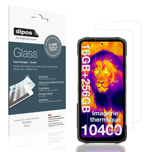 Klare Displayschutzfolie von dipos passend für DOOGEE Fire 6, 9H kratzfest und blasenfrei montiert