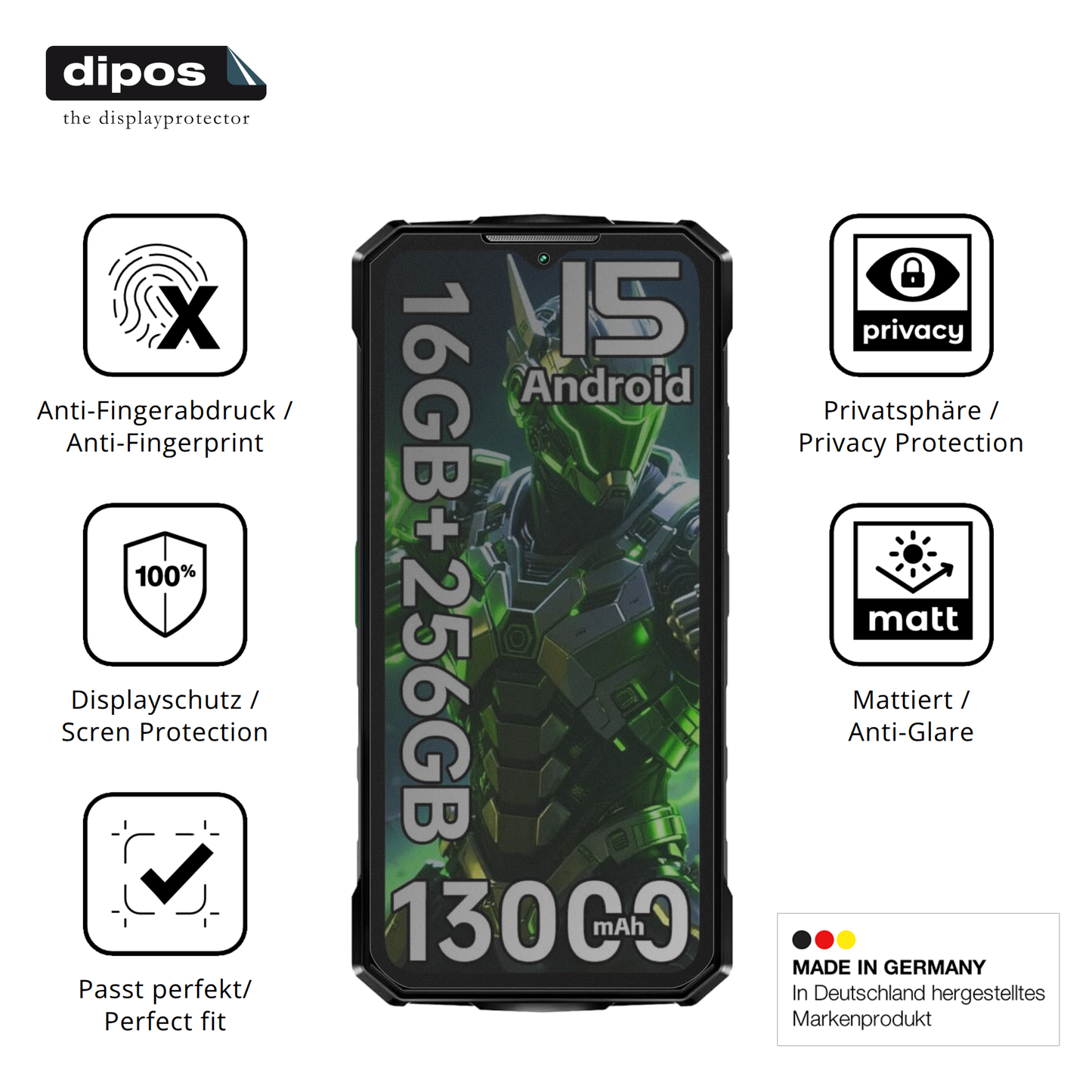 Blickschutzfolie für Doogee Fire7 Outdoor matt Schutzfolie Privacy