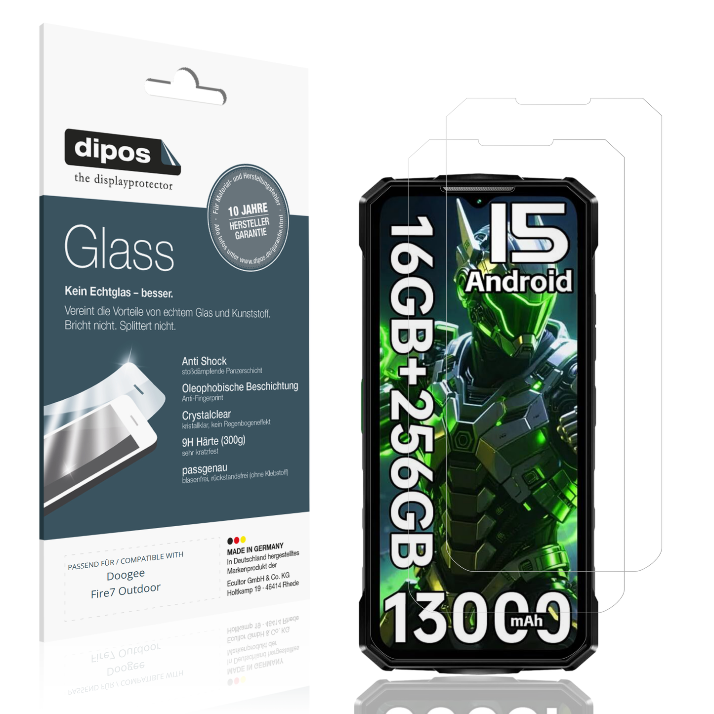 2x 9H Schutzfolie für Doogee Fire7 Outdoor Panzerfolie
