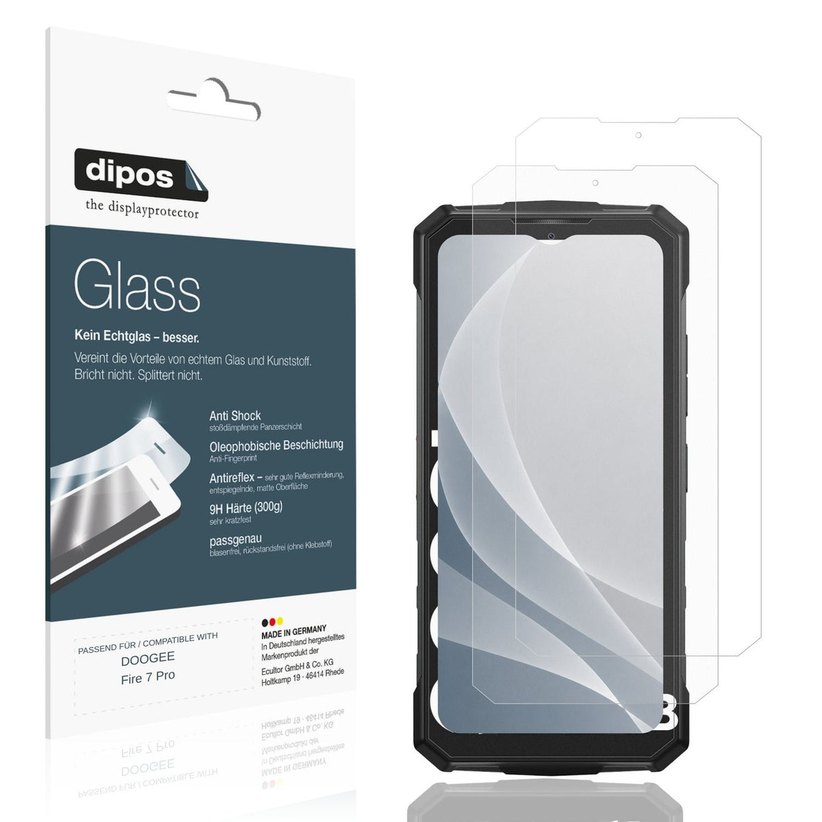 Matte Displayschutzfolie von dipos passend für DOOGEE Fire 7 Pro, 9H kratzfest und blasenfrei montiert