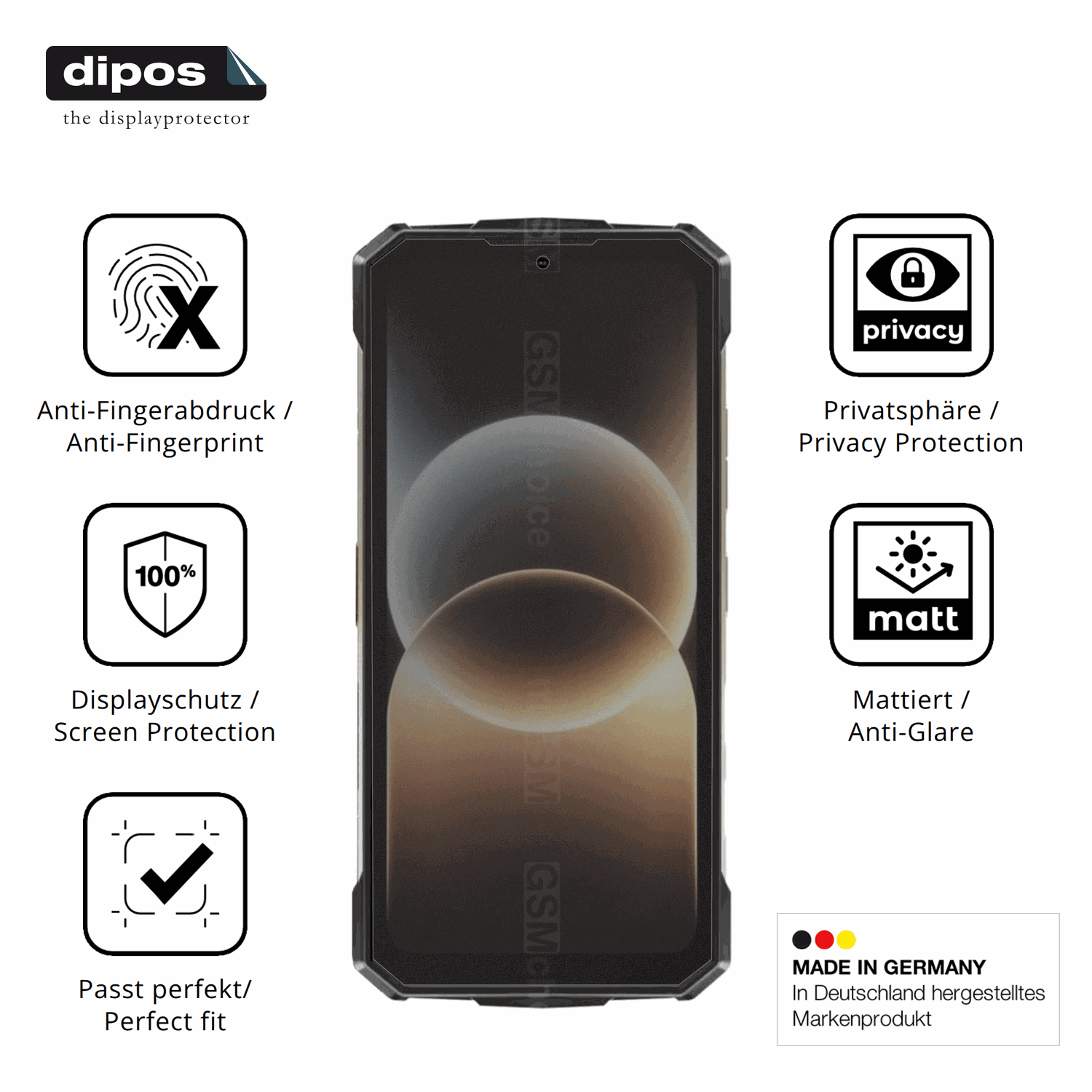 Privatsphäre-Schutz durch Sichtschutz-Folie passend zugeschnitten für Doogee Fire 7 Ultra