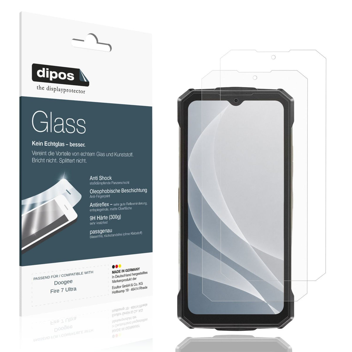 Matte Displayschutzfolie von dipos passend für Doogee Fire 7 Ultra, 9H kratzfest und blasenfrei montiert