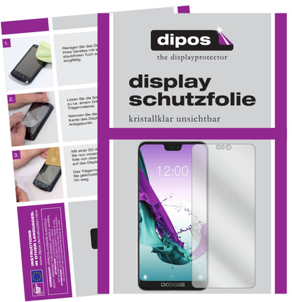 Klare Displayschutzfolie von dipos passend für Doogee N10, präziser Zuschnitt und blasenfrei montiert
