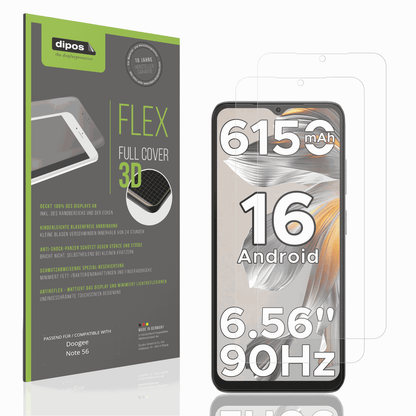 2x Full Cover Schutzfolie matt für Doogee Note 56