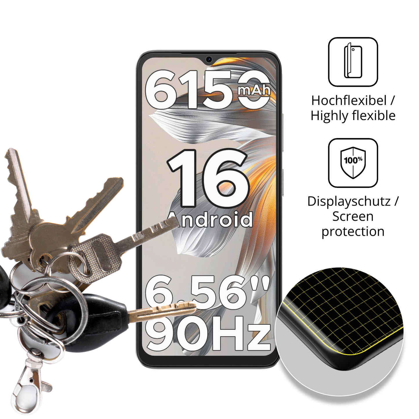 2x Full Cover Schutzfolie matt für Doogee Note 56