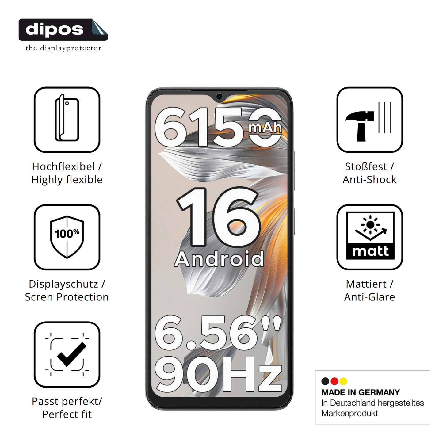 2x Full Cover Schutzfolie matt für Doogee Note 56